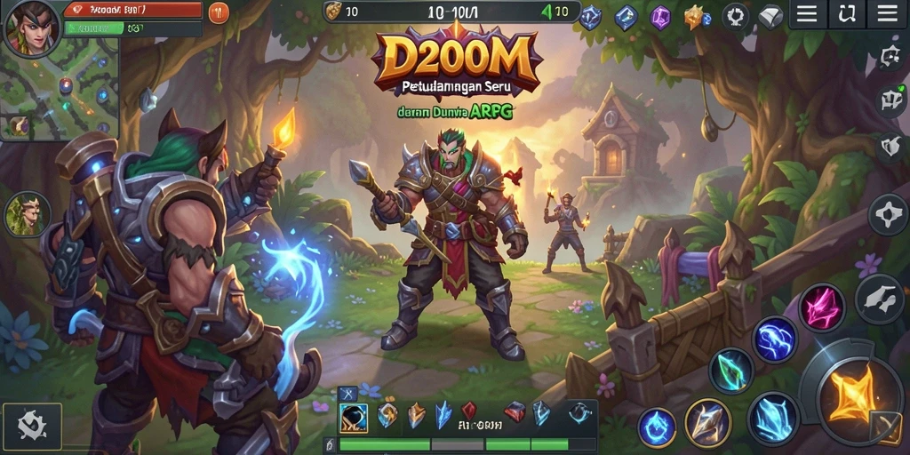 Tampilan gameplay seru dalam dunia fantasi ARPG D200M.