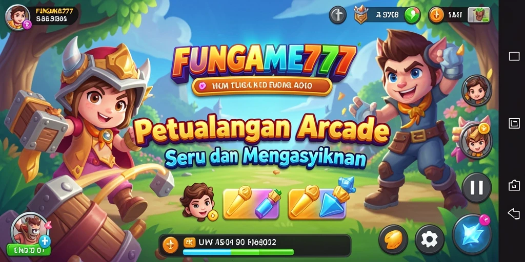 Tangkapan layar dari gameplay seru FUNGame777 di level Arcade.