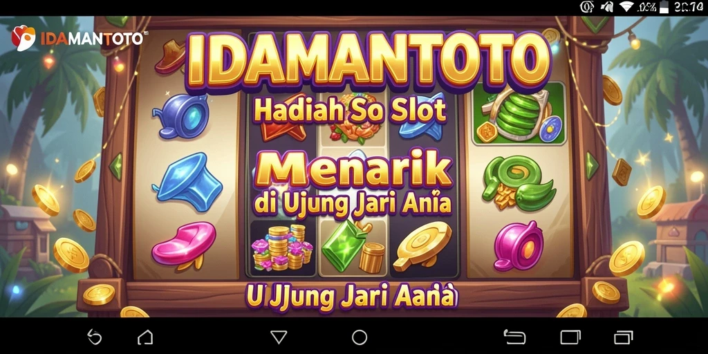 Tampilan gameplay <strong>IDAMANTOTO</strong> dengan gulungan berputar dan simbol mengagumkan.