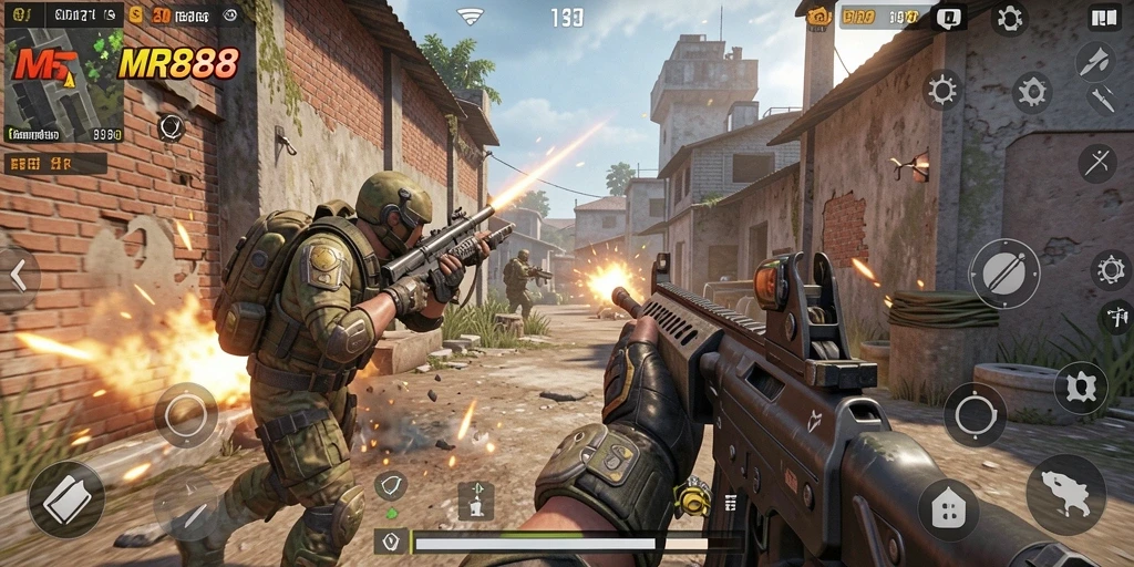 Tampilkan aksi seru dalam gameplay FPS MR888.