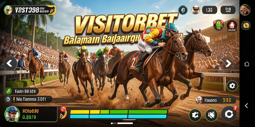 Tampilan gameplay <strong>VISITORBET</strong> yang mendebarkan saat balapan di lintasan.