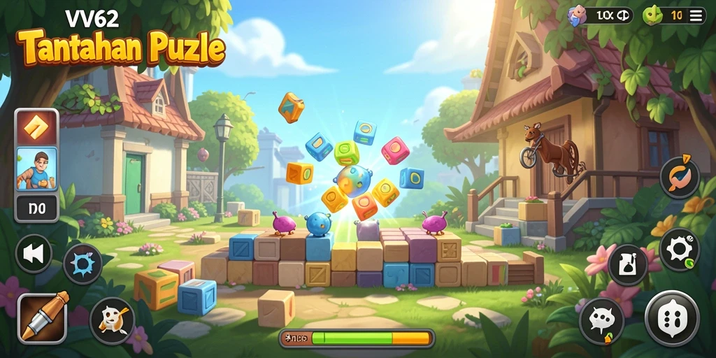 Screenshot gameplay VV62 menampilkan teka-teki seru yang menantang.