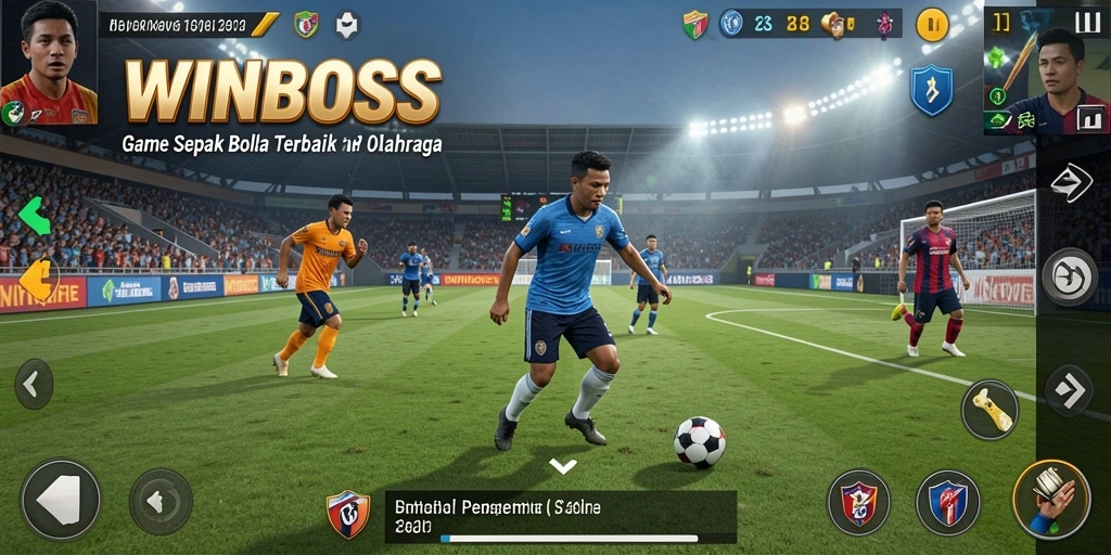 Tangkapan layar gameplay utama WINBOSS dengan aksi seru di lapangan.